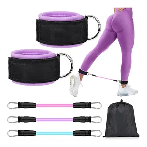 Ensembles de fitness Booty Cheville Sangle Jambes Bandes De Résistance Avec Poignets Pour Kickbacks Et Hip Fessier Formation Exercice Gym