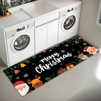 Tapis de Noël festif antidérapant pour cuisine et buanderie avec motifs de fêtes, tapis doux et absorbant