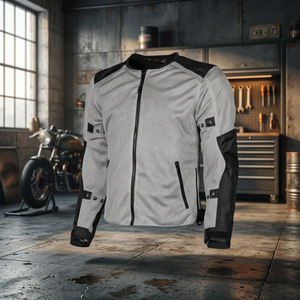 Chaqueta de Motocicleta Premium OEM Recubierta 100% Poliéster, Negra, Transpirable, para Hombre, Verano, Cuello Alto, Cierre de Cremallera, Piel de Vaca - Product Image 2