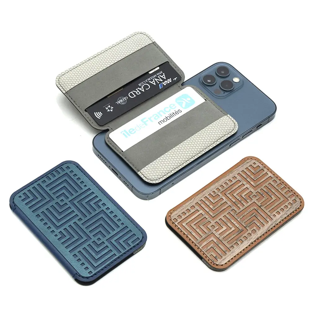 PU Leather Magnetic Cell Pocket Card Holder With Support Stand Foldable Mobile Phone Wallet Case Card Bracket Holder