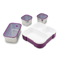 Boîte à lunch bento à 3 compartiments avec couvercle en plastique, isolée et étanche pour enfants et adultes