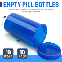 Flacons en plastique PP Avantis avec couvercle à charnière pour médicaments, préservatifs, pilules, herbes, fleurs, pré-estampillés à chaud 6dr 13dr 19dr 30dr 60dr