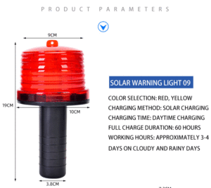 Luce di Segnalazione LED Solare Stroboscopica per Coni Stradali, Alta Luminosità, Impermeabile, Faro di Avvertimento LED per Coni Stradali - Product Image 4