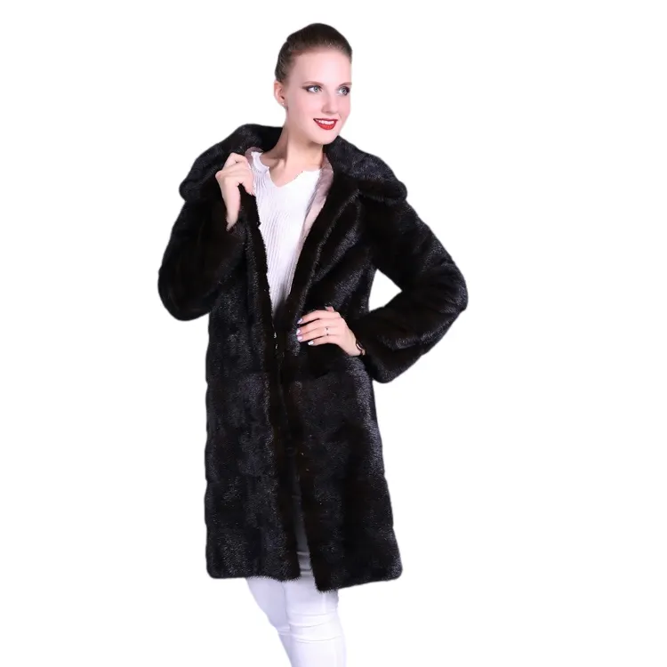 Mantel Bulu Cerpelai Asli Wanita Musim Dingin Wol Kasmir Angora Mantel Bulu Telanjang Alami