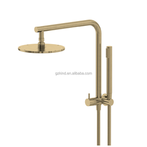 Grifo de Baño Multifunción de Pared, Acero Inoxidable con Acabado Dorado Cepillado, Juego de Ducha con Cabezal de Ducha y Ducha de Mano - Product Image 3