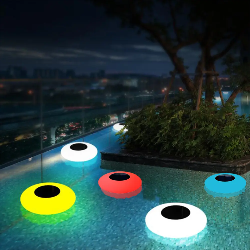 RTS Multicolor Wedding Party Decorative Solar Outdoor Garden Swimming Pool Floating UFO Led Flat Ball Lamp Light