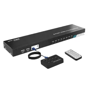 KVM Switch HD MI I port MT-VIKI 4K@ 30Hz USB 8 in 1 out +1R Remote Control +8 pack KVM cables +desktop selector +Rack Rars Auto