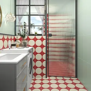 Azulejos de banheiro de cozinha 200x200mm, telhas de parede de porcelana não escorregadia vermelho bege