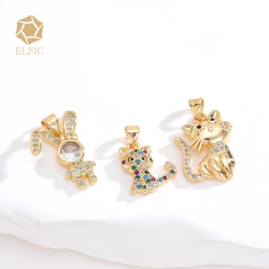 נהדר זהב 14k נחושת זירקון אנטי דהה שלום קיטי תליון חיות שרשרת קסם הסיטונאי - Product Image 6