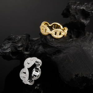 Yellow <b>Gold</b> Moissanite <b>Cocktail</b> <b>Ring</b> Round Brilliant Cut Pave Setting Geometric Design Luxury Unisex Jewelry - Product Image 5