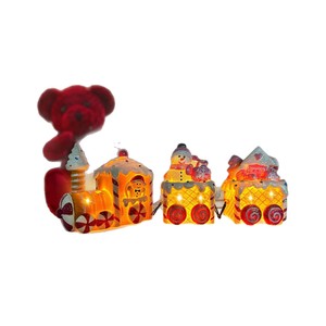 Decoraciones Navideñas para Mesa, Luces LED, Tren de Jengibre, Figura de Resina de Muñeco de Nieve Navideño, Decoración con Luces LED - Product Image 6