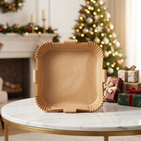Papier de cuisson carré pour friteuse à air, résistant aux hautes températures et anti-fuite, papier sulfurisé en silicone double face 50-200 pièces, avec option OEM