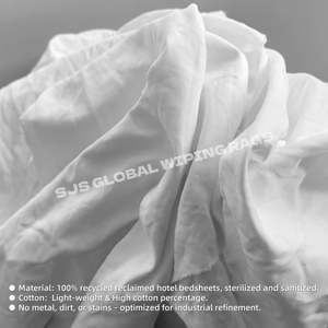 Chiffons de nettoyage en coton 100% blanc, efficaces pour l'industrie et le nettoyage - Product Image 4