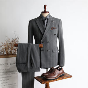 Wholesale Custom Business Striped <strong>Suit</strong> Men's Full Set Groom <strong>Suits</strong> Business <strong>Wedding</strong> <strong>Suit</strong> Men's Clothing - Product Image 2