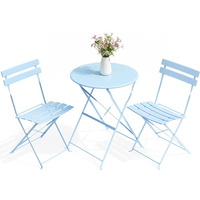 Ensemble de bistrot pliant 3 pièces en fer forgé moderne, résistant aux intempéries, pour extérieur, chaises de patio – Idéal pour jardin et balcon, gain de place