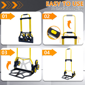 Nâng cấp Cầu Thang leo Dolly tay giỏ hàng gấp tay xe tải với telescoping xử lý/bánh xe/Bungee dây cho di chuyển, văn phòng - Product Image 5