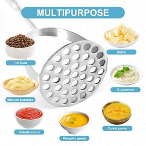 <b>Kitchen</b> <b>Gadgets</b> Dishwasher Safe Metal Mashing Utensil Potato Maker Stainless Steel Smooth Potato Masher With Long Handle - Product Image 4