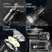 Tomsenda Lampe torche LED mini rechargeable en aluminium à haut lumen, lampe torche LED mini étanche avec clip