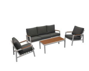 Garden <b>Outdoor</b> Set with Aluminium Frame and PE <b>Rattan</b> Modern Design Waterproof Cushions - Product Image 3