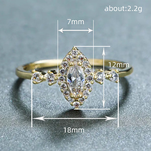 Anello Vintage a Forma di Marquise, Design Semplice, Anello da Dito per Donne - Product Image 4