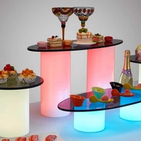 Présentoir de buffet en acrylique avec éclairage LED intégré, cubes de présentation alimentaire pour la restauration, rehausseurs alimentaires ronds en acrylique