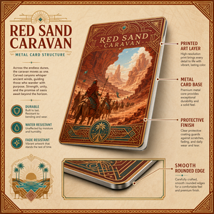 Carta da Collezione in Metallo Personalizzata Serie Caravan Sabbia Rossa con Rilievo 3D in Ottone Antico, Souvenir Regalo, Produzione OEM ODM - Product Image 6