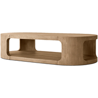 Table basse de salon de luxe moderne Table basse ovale en bois massif avec étagère ouverte