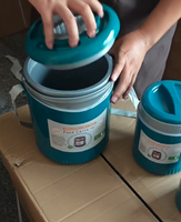 Conteneur alimentaire en plastique grande capacité 0,6 1,8 4,5 L, boîte à lunch, boîte isotherme, chauffe-plat, ensemble de 3 casseroles rondes avec cuillère