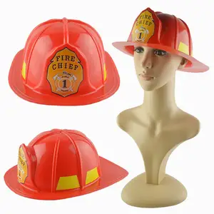 Chapéu de segurança vermelho bombeiro, capacete de reparação, brinquedo de dramatização para decoração de festas