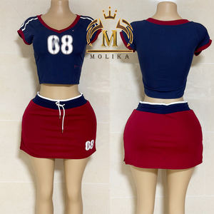 Nouveau à la mode femmes ensembles mignons imprimer Jersey chemises culture + jupe Shorts 2 pièces ensembles filles Y2K deux pièces Jersey Shorts ensembles pour femmes - Product Image 5