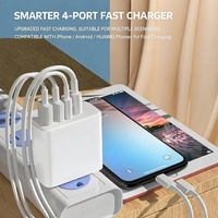 Chargeur rapide PD 40W à 4 ports avec double ports USB-A et USB-C, chargeur mural pour PC ignifuge avec prise US
