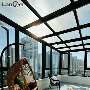 Véranda de jardin extérieure avec toit incliné et triangle en aluminium et verre trempé avec cadre en alliage - Product Image 2