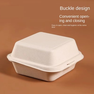Boîte à lunch jetable en pulpe carrée pour gâteaux et hamburgers, 4 pouces, 6 pouces, boîte à lunch écologique pour aliments légers - Product Image 3