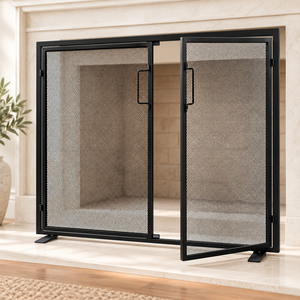 Grille de cheminée pliable en métal à 3 panneaux de 39 pouces avec protection contre les étincelles pour le chauffage intérieur et la sécurité du foyer - Product Image 1