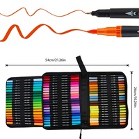 Ensemble de marqueurs à double embout pour aquarelle, 48, 60, 72, 80 couleurs, pointe fine et pointe pinceau, avec sac en toile pour le dessin, la coloration et l'art