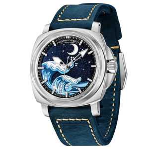 Montre mécanique pour homme Berjani, boîtier en or rose, bracelet en cuir bleu, cadran lumineux, étanche 100 m, PD-YS014 - Product Image 5