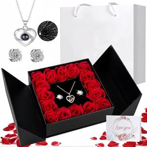 Collier Chaîne Argentée Cœur Perle Noire avec Message Secret « Je t'aime » en 100 Langues et Projection Nano Enchantante - Product Image 3