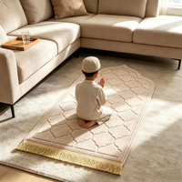 Tapis de prière musulman en flanelle rembourré, antidérapant avec support en PVC, à poils ras, couleur unie, motif musulman, pour la maison