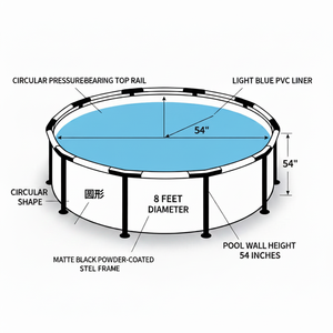 Piscine gonflable portable WANZHUO de grande taille pour la famille, pour l'extérieur, en PVC, avec structure en métal durable - Product Image 5