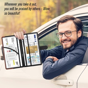 Portadocumentos de Cuero PU Personalizado para Automóvil, Organizador de Tarjetas de Registro y Seguro para Vehículos, para Hombres y Mujeres - Product Image 5