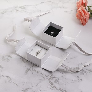 Custom Pink <b>White</b> Magnetic Jewelry <b>Gift</b> <b>Box</b> Foldable Packaging Flap Magnetic <b>Box</b> with Ribbon - Product Image 6