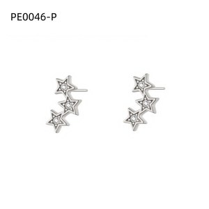 เอมี่ เอมี่ สตาร์ต่างหูเพทายชุบเงินเครื่องประดับแฟชั่นสตรี PE0046 - Product Image 1