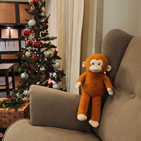 Vente en gros de singe en peluche brun, jouet en peluche à longs bras, singe en peluche personnalisé à suspendre pour enfants
