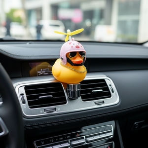 Canards en caoutchouc, klaxon de vélo, klaxon de moto avec hélice de casque, jouet canard en caoutchouc mignon, ornements de voiture, décoration de la maison - Product Image 3