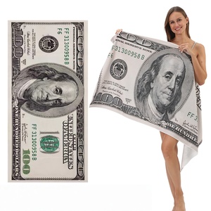 Serviette de plage et de bain extra large en microfibre, personnalisée avec impression de dollar américain, vente en gros - Product Image 1