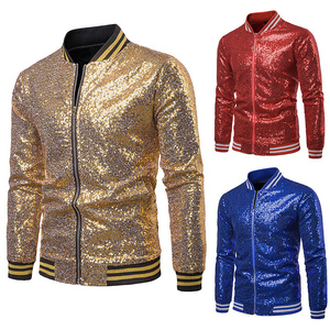 Di modo personalizzato <span class=keywords><strong>oro</strong></span> paillettes vestito Coreano vestito locale notturno abbigliamento da uomo ha ospitato giacca - Product Image 1
