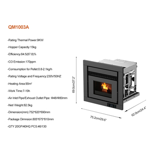 QM1003A 9KW europeo ecológico Wifi Control interior incrustado estufas de pellets de madera insertar chimenea de pellets - Product Image 3