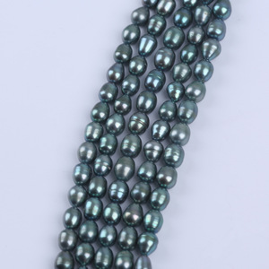 Perles d'eau douce en forme de riz vert pistache en gros, 18 cm 7-8 mm, naturelles, semi-finies, matière première pour bijoux DIY - Product Image 2