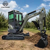 Mini-excavatrice FULCORE à faible entretien, cabine avec climatisation/chauffage en option, moteur à deux vitesses dissimulé, mini-excavatrice pour travaux de jardinage et de verger
