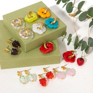 Nueva llegada joyería flores coloridas fresa uva encanto pendientes collar 18K PVD Acero inoxidable fruta fiesta joyería - Product Image 2